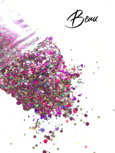 Glitter 10G Packs - Choice of Colours and Shapes Beau Glitter - Chunky Mix - pink Unbranded