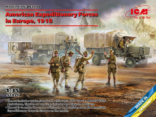 ICM DS3518 American Expeditionary Forces in Europe 1918 1:35 Scale Model Kit ICMDS3518 ICM