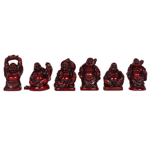 Set of 6 Red Resin Buddhas S03720728 N/A