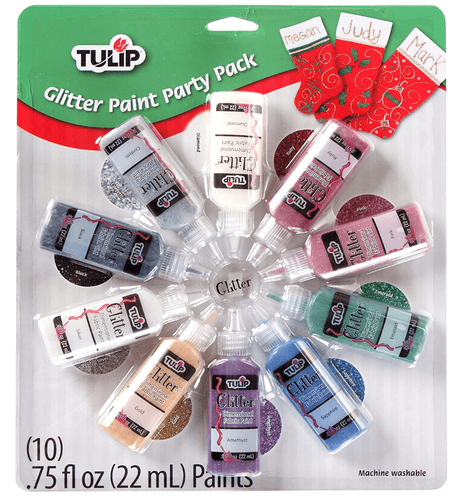Tulip Glitter Paint Party Pack 10 x 22ml Dimensional Fabric Paint 31287 Harbourside Gifts