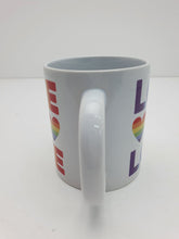 Load image into Gallery viewer, Decorated 340ml Ceramic Tea Coffee Mug Love Is Love LGBTQ Design Ideal gift Harbourside Gifts
