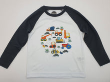 Load image into Gallery viewer, Kids Long Sleeved T-Shirt Printed Diggers Design White/Black 3-4yr 12.5in (32cm) Chest BWLST DIGGERS Harbourside Gifts
