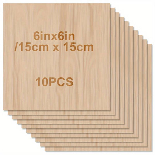 10pcs Basswood Sheets 15cm x 15cm x 2mm Thick Plywood Sheets VU08619 Unbranded