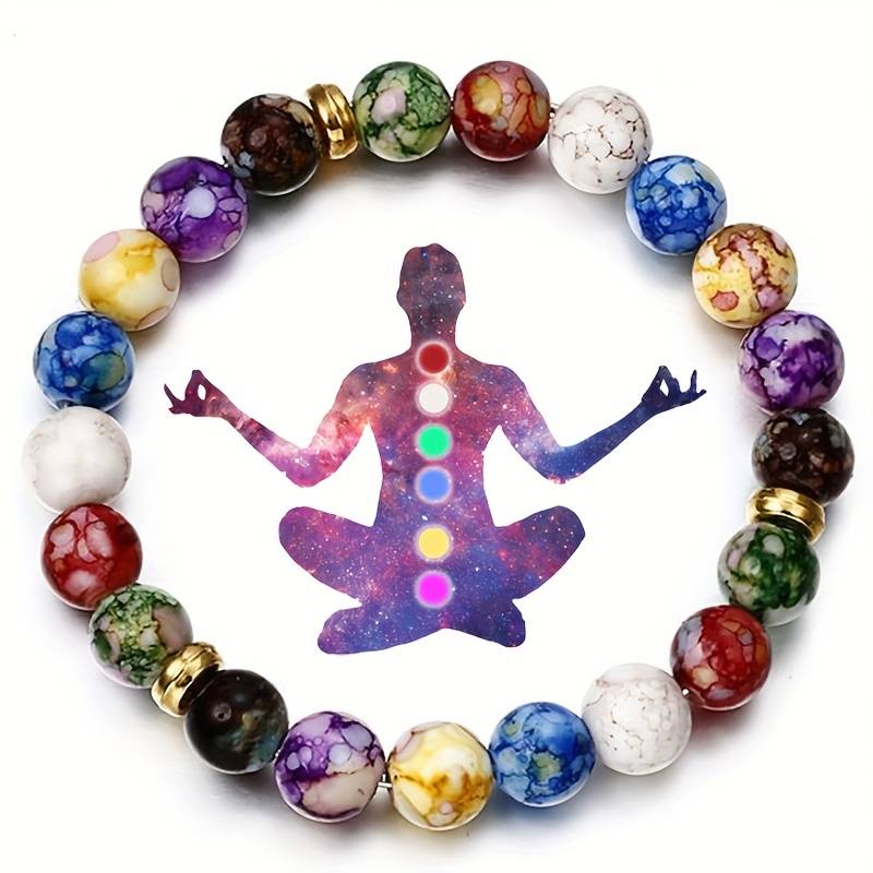 7 Chakra Stone Bracelet Yoga Balance Energy Beads Volcanic Stone Bracelet Jewellery Bangle For Men or Women CF05786 Unbranded