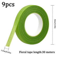 Load image into Gallery viewer, 9 Rolls 30M of Green Floral Florist Tape For Bouquet Flowers Wrapping and Craft Projects DIY Handcrafts UL05405 Unbranded
