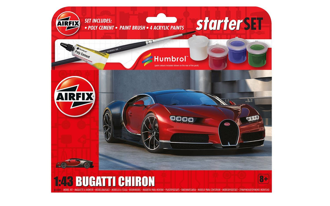 Airfix A55005 Bugatti Chiron Starter Set 1:43 Scale Model Set A55005 Airfix