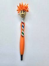 Load image into Gallery viewer, Cartoon Mop Head Novelty Ball Black Point Pen Various colours Mop Head Pen-3 Orange Harbourside Gifts
