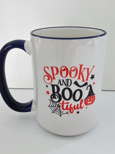 Ceramic Tea Coffee Mug Spooky & Boo-tiful Halloween Design Hand Decorated Spooky Beautiful-15oz 15 oz Harbourside Gifts