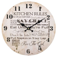 Load image into Gallery viewer, Distressed Look Kitchen Rules Wall Clock S03720760 N/A

