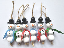 Load image into Gallery viewer, Festive Snowman Wooden Christmas Hanging Decoration x 6 Snowman Set Harbourside Gifts
