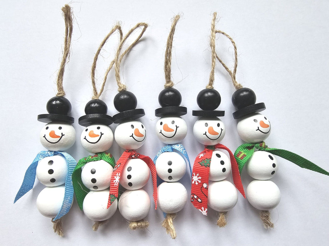 Festive Snowman Wooden Christmas Hanging Decoration x 6 Snowman Set Harbourside Gifts