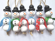 Load image into Gallery viewer, Festive Snowman Wooden Christmas Hanging Decoration x 6 Snowman Set Harbourside Gifts
