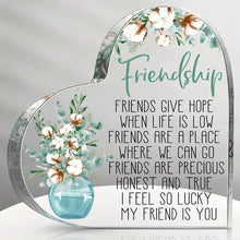 Load image into Gallery viewer, Friendship Acrylic Gift Heart Shaped Plaque Keepsake Unbranded
