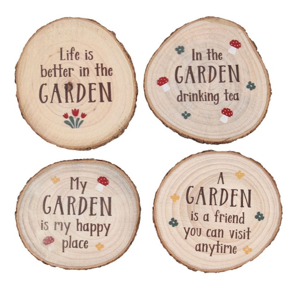 Garden Wood Slice Coaster Set S03720099 N/A