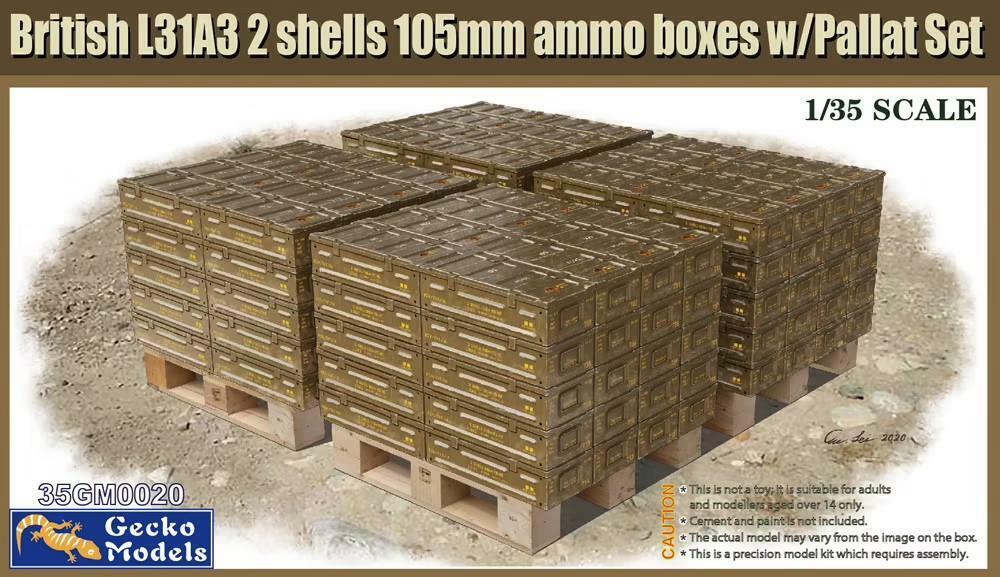 Gecko 35GM0020 British L31A3 2 Shells 105mm Ammo Boxes 1:35 Scale Model Kit 35GM0020 Gecko Models