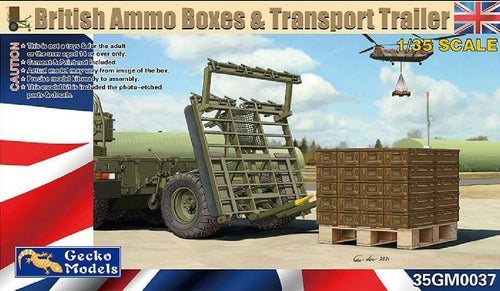 Gecko 35GM0037 British Ammo Boxes & Transport Trailer 1:35 Scale Model Kit 35GM0037 Gecko Models
