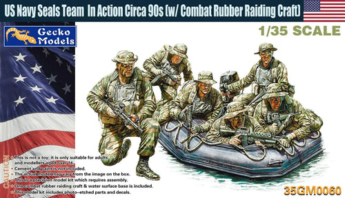 Gecko Models 35GM0060 US Navy Seals Team In Action Circa 90s w/ Combat Rubber Raiding Craft 1:35 Scale Model Kit 35GM0060 Gecko Models
