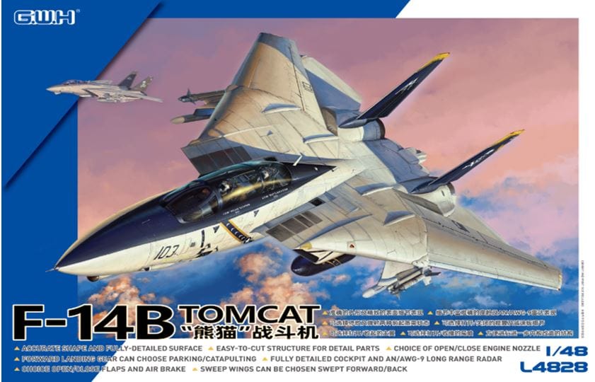 Great Wall Hobby L4828 Grumman F-14B Tomcat with 4 US Navy Unit Markings 1:48 Scale Model Kit L4828 Great Wall Hobby