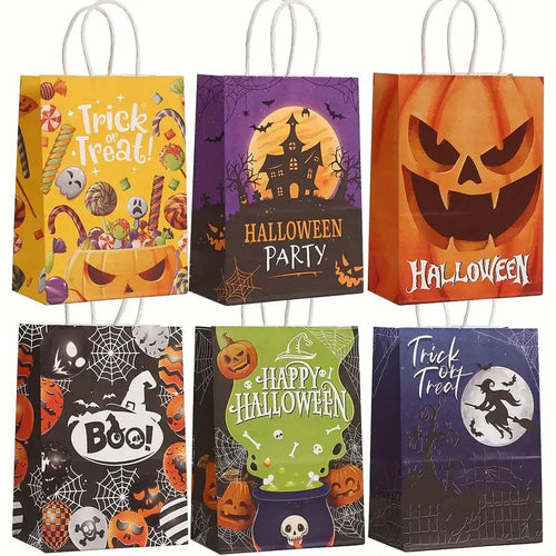 Halloween Trick or Treat Paper Party Bags x 6 Halloweenx6 Harbourside Gifts