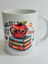 Load image into Gallery viewer, Hand Decorated 11oz Ceramic Tea Coffee Mug World&#39;s Best Teacher Best Teacher Harbourside Gifts
