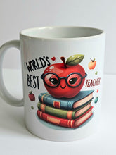 Load image into Gallery viewer, Hand Decorated 11oz Ceramic Tea Coffee Mug World&#39;s Best Teacher Harbourside Gifts
