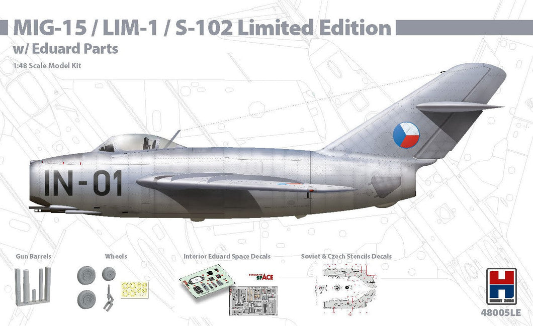 Hobby 2000 48005LE MIG-15 / LIM-1 / S-102 Limited Edition w/ Eduard accessories 1:48 Scale Model Kit H2K48005LE Hobby2000