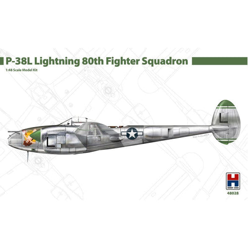 Hobby 2000 48028 P-38L Lightning 80th Fighter Squadron 1:48 Scale Model Kit H2K48028 Hobby 2000
