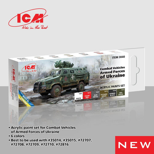 ICM 3040 Acrylic Paint Set for Combat Vehicles Armed Forces of Ukraine ICM3040 ICM
