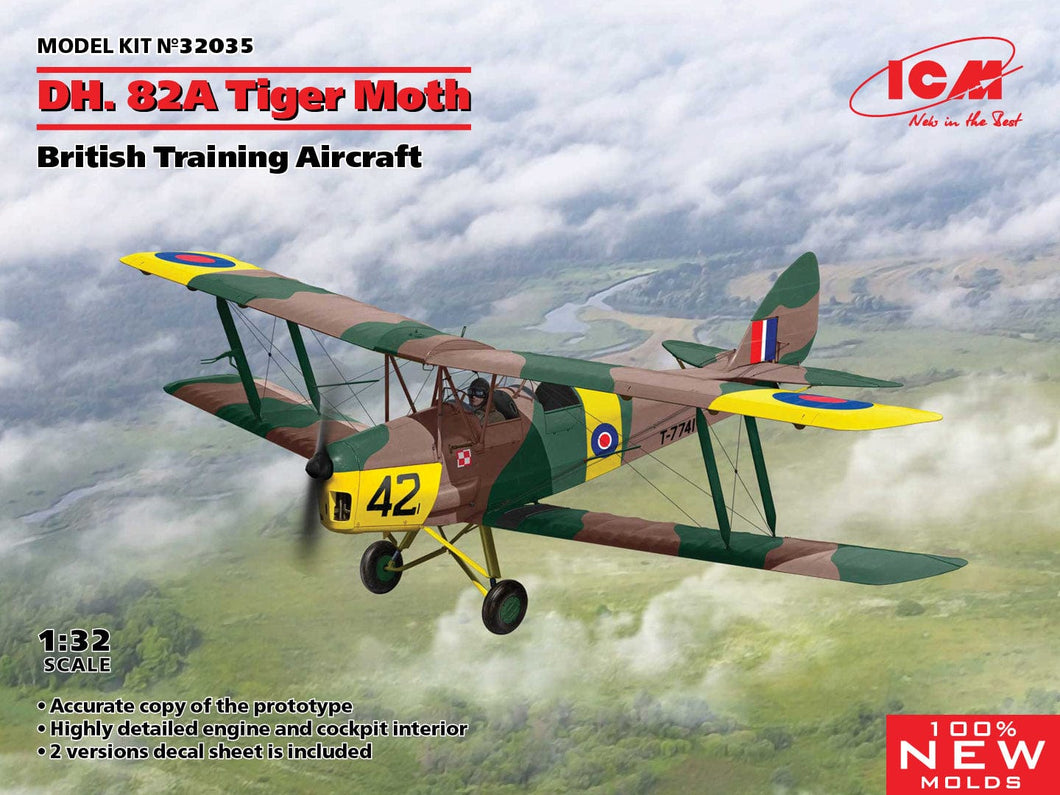 ICM 32035 DH.82A Tiger Moth RAF Trainer Aircraft 1:32 Scale Model Kit ICM32035 ICM