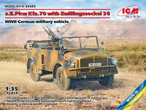 ICM 35503 s.E.Pkw Kfz.70 with Zwillingssockel 36 WWII German Military Vehicle 1:35 Scale Model Kit ICM35503 ICM