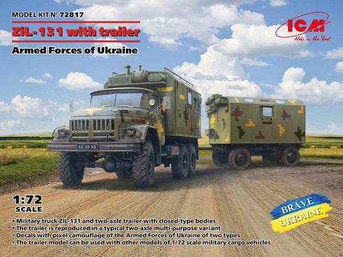 ICM 72817 ZiL-131 with Trailer Armed Forces of Ukraine 1:72 Scale Plastic Model Kit ICM72817 ICM