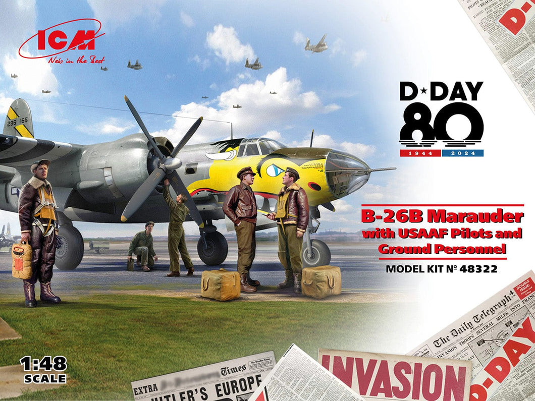 ICM D-Day 80 B-26B Marauder with USAAF Pilots and Ground Personnel 1:48 Scale Model Kit ICM48322 ICM