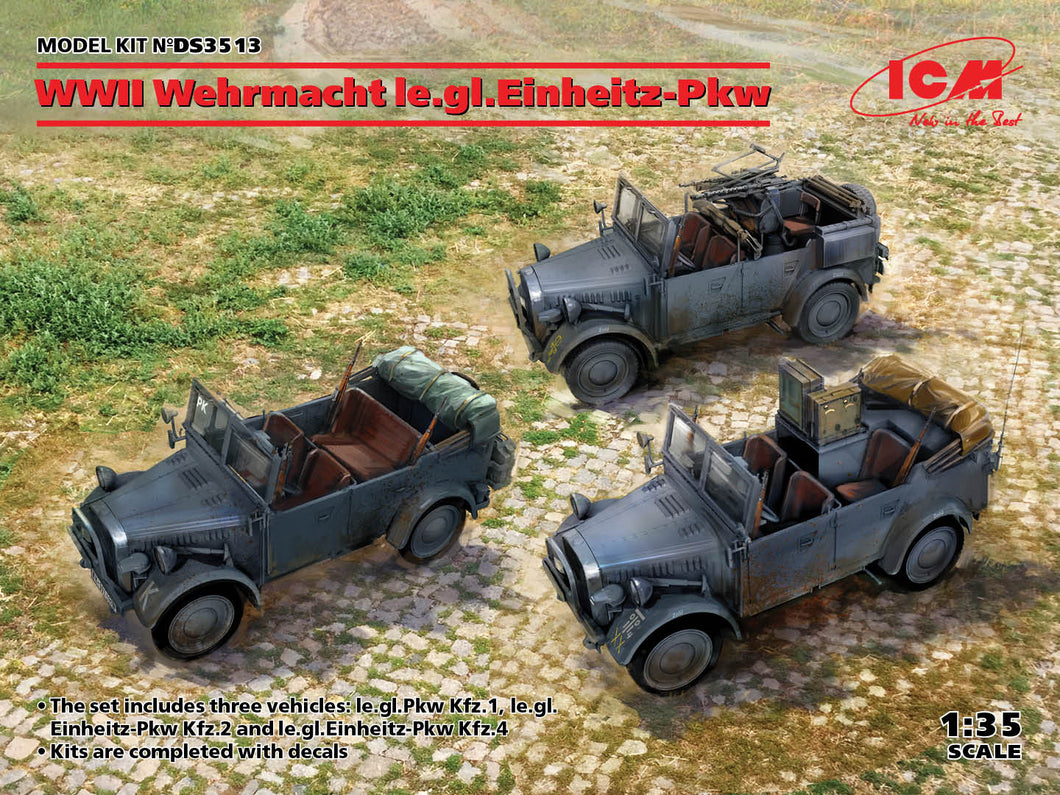 ICM DS3513 WWII Wehrmacht le.gl.Einheitz-Pkw 3 Models 1:35 Scale Model Kit ICMDS3513 ICM