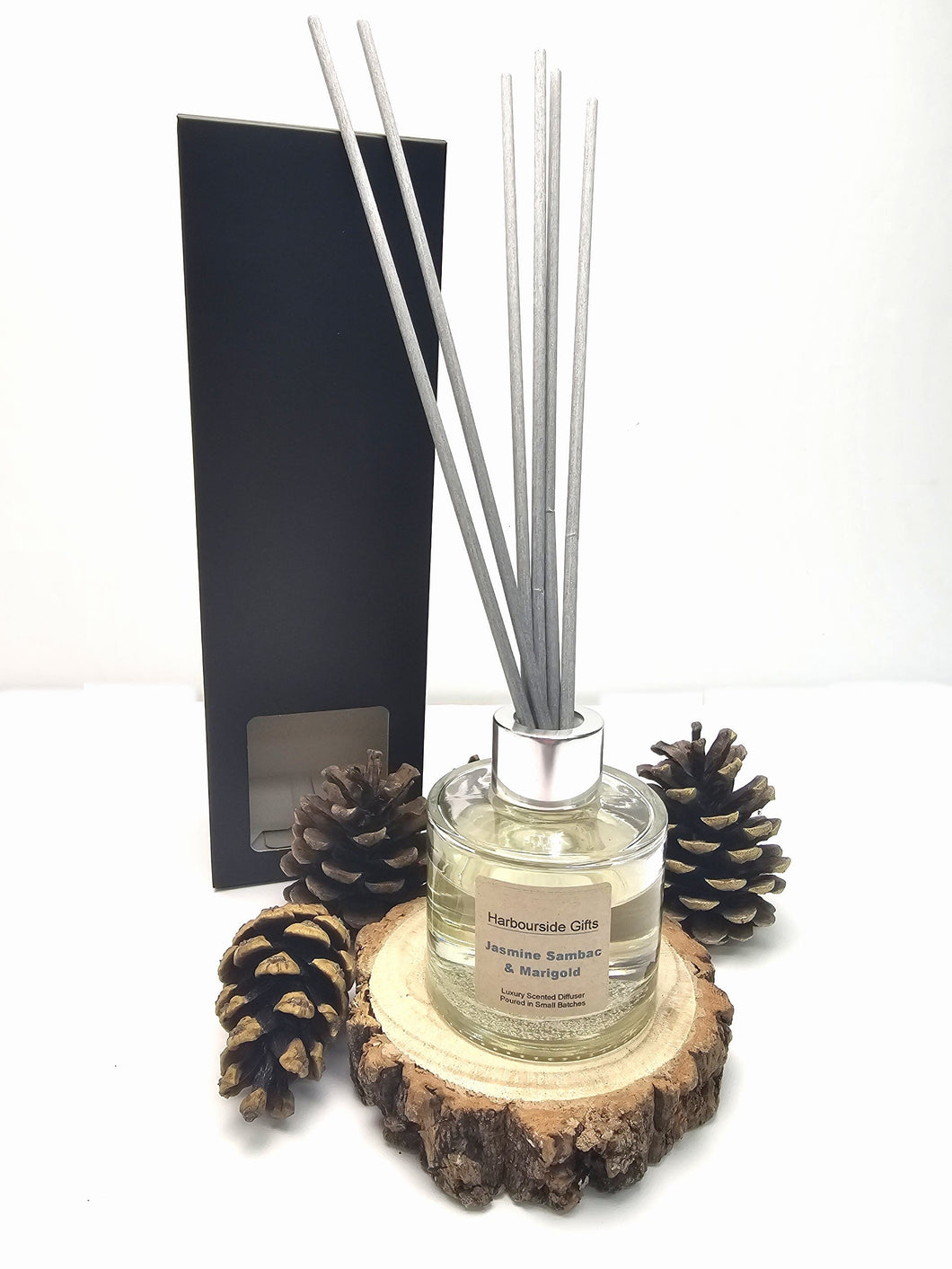 Jasmine Sambac & Marigold Oil Reed Diffuser 100ml with 6 High Quality Reeds in Gift Box JSMDIFF100 Harbourside Gifts