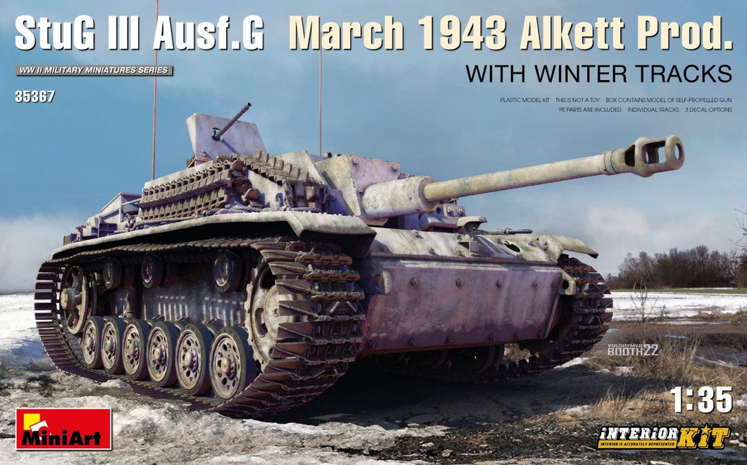 MiniArt 35367 StuG III Ausf. G March 1943 Alkett Prod with Interior Kit (with Winter Tracks) 1:35 Scale Model Kit MIN35367 MiniArt