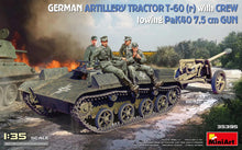 Load image into Gallery viewer, MiniArt 35395 German Artillery Tractor T-60(r) with Crew Towing PaK40 7.5cm Gun 1:35 Scale Model Kit MIN35395 MiniArt
