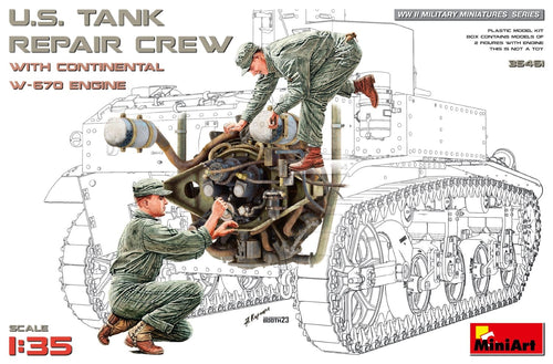 MiniArt 35461 U.S. Tank Repair Crew with Continental W-670 Engine 1:35 Scale Model Kit MIN35461 MiniArt