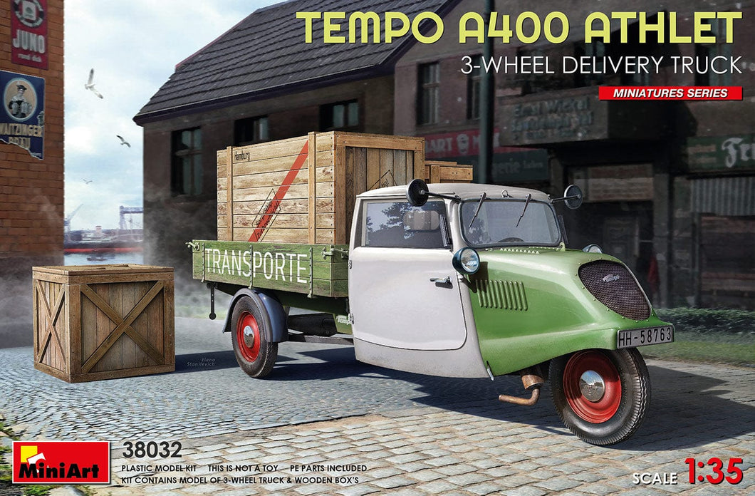 Miniart 38032 Tempo A 400 Athlet 3-Wheel Delivery Truck 1:35 Scale Model Kit MIN38032 MiniArt