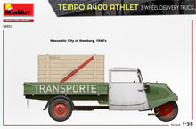 Load image into Gallery viewer, Miniart 38032 Tempo A 400 Athlet 3-Wheel Delivery Truck 1:35 Scale Model Kit MIN38032 MiniArt
