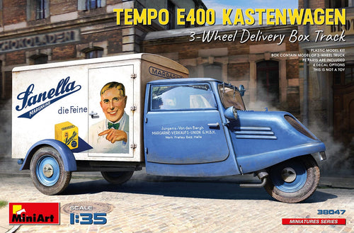MiniArt 38047 Tempo E400 Kastenwagen 3-Wheel Delivery Box Truck 1:35 Scale Model Kit MIN38047 MiniArt