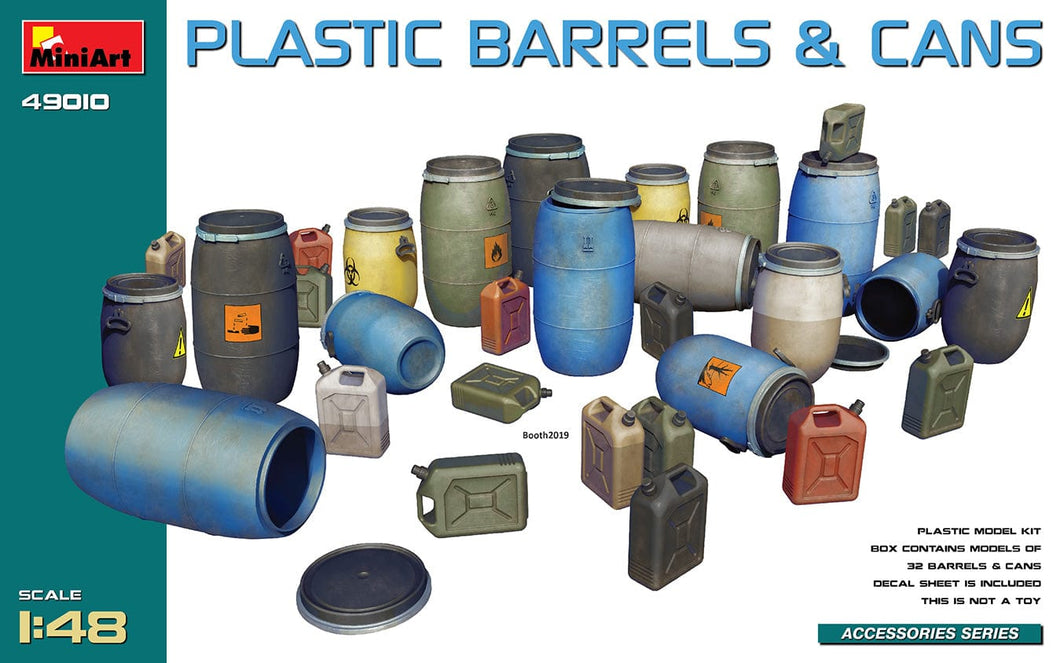 MiniArt 49010 Plastic Barrels & Cans 1:48 Scale Kit MiniArt