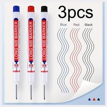 Load image into Gallery viewer, Multi-colour Deep Hole Lengthened Nib Head Marker Pen Black Red Blue 3pcs MG17736 Unbranded

