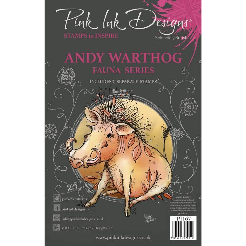 Pink Ink Designs Fauna Series Collection A5 (6x8in) Clear Stamp Set Andy Warthog Pink Ink