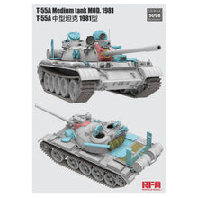 Load image into Gallery viewer, Ryefield 5098 T-55A Medium Tank Mod. 1981 with workable track links 1:35 Scale Model Kit RM5098 Ryefield
