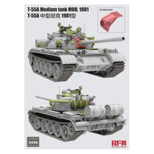 Load image into Gallery viewer, Ryefield 5098 T-55A Medium Tank Mod. 1981 with workable track links 1:35 Scale Model Kit RM5098 Ryefield
