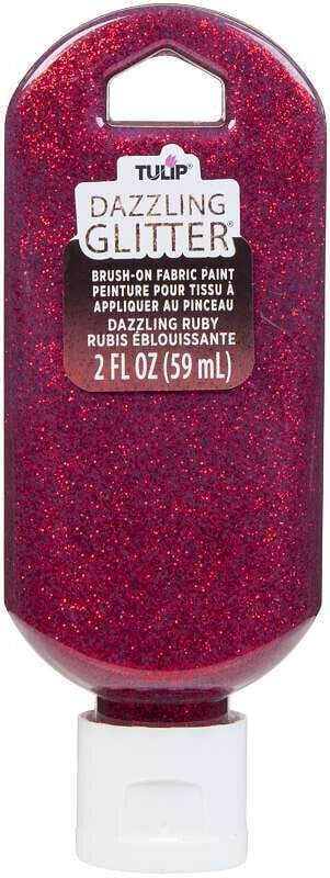 Tulip Dazzling Glitter Brush-On Fabric Paint 59ml 2oz-Dazzling Ruby 40189 Harbourside gifts