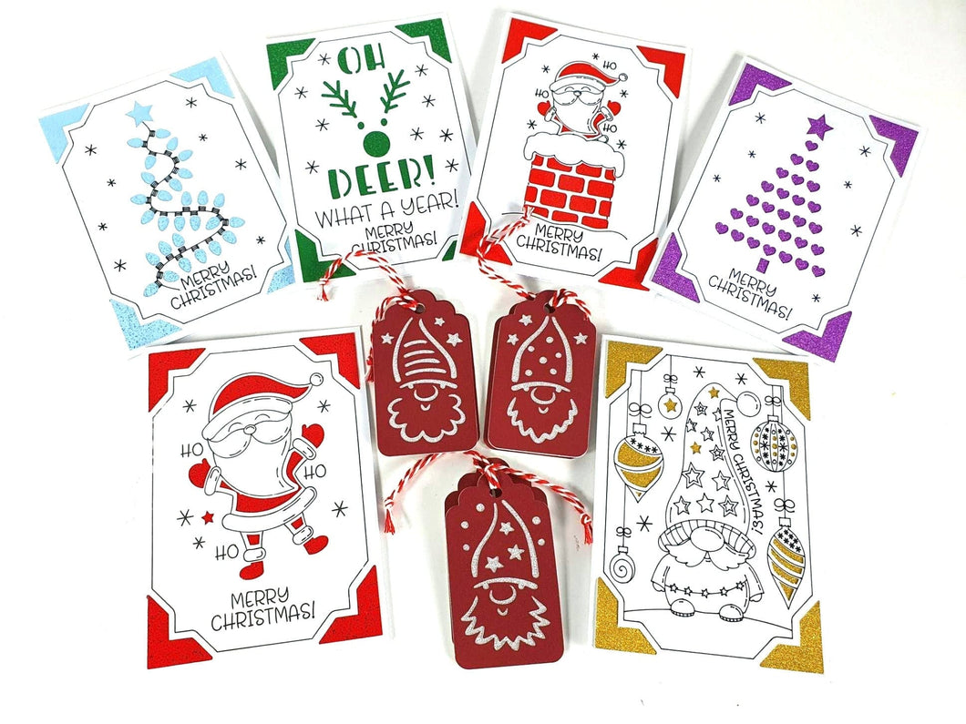 6 Handmade Christmas Cards and 6 Gift Tags Clean Simple Designs for Xmas Card Bundle 2 Harbourside Gifts