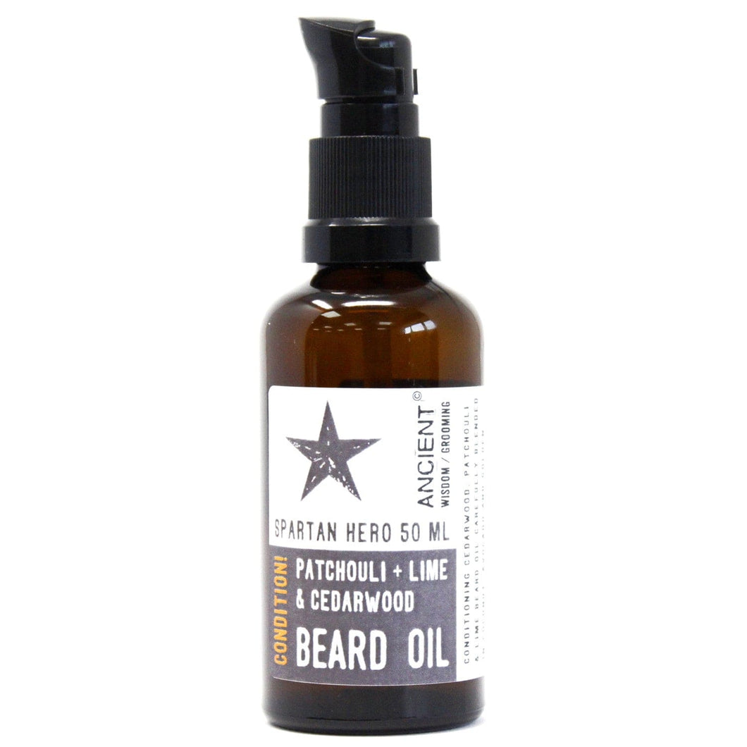 Beard Oil  - Sparten Hero - Patchouli, Lime & Cedarwood - Jojoba oil 50ml BEARDO-03 Harbourside Gifts