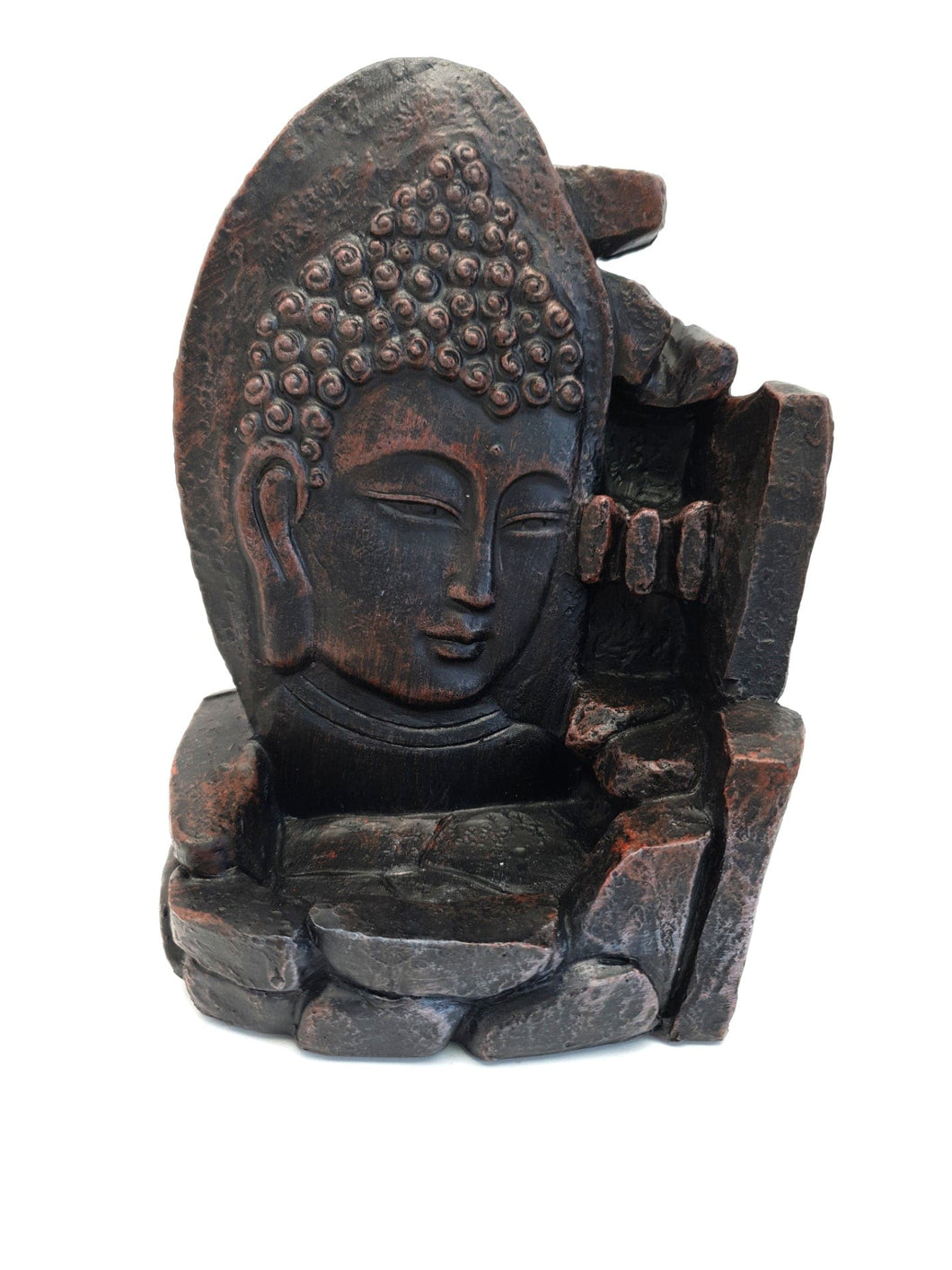 Buddha Face Backflow Incense Burner Brown 17cm BU0128A Unbranded
