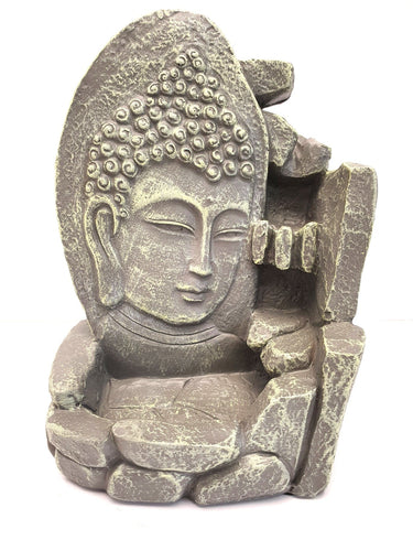 Buddha Face Backflow Incense Burner Grey 17cm Unbranded